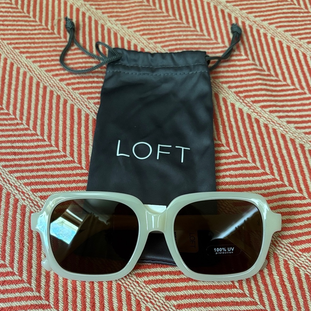 LOFT Ivory Sunglasses with Black Pouch